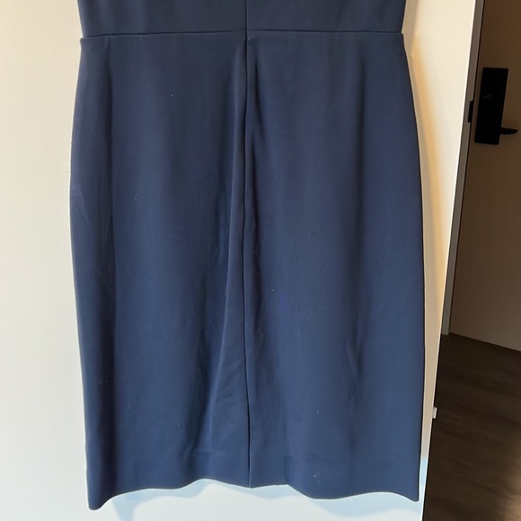 Jason Wu navy sleeveless dress twisted neckline sheath leather trim classy 4 - Picture 10 of 12
